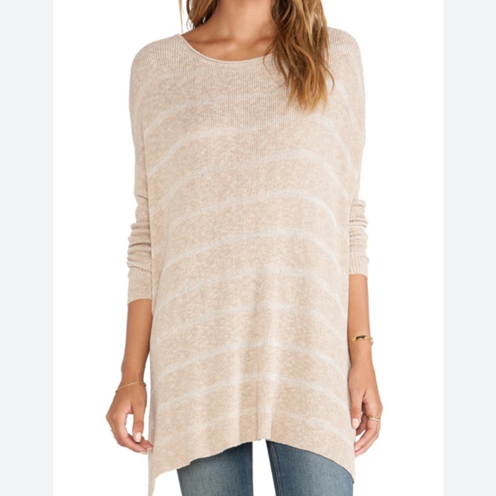 Free People long oversized tunic Sweater Size M medium beige